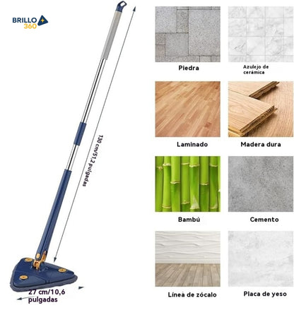 🧹Brillo360- La primera fregona triangular 360° que evita dolor de manos y llega a cada rincón
