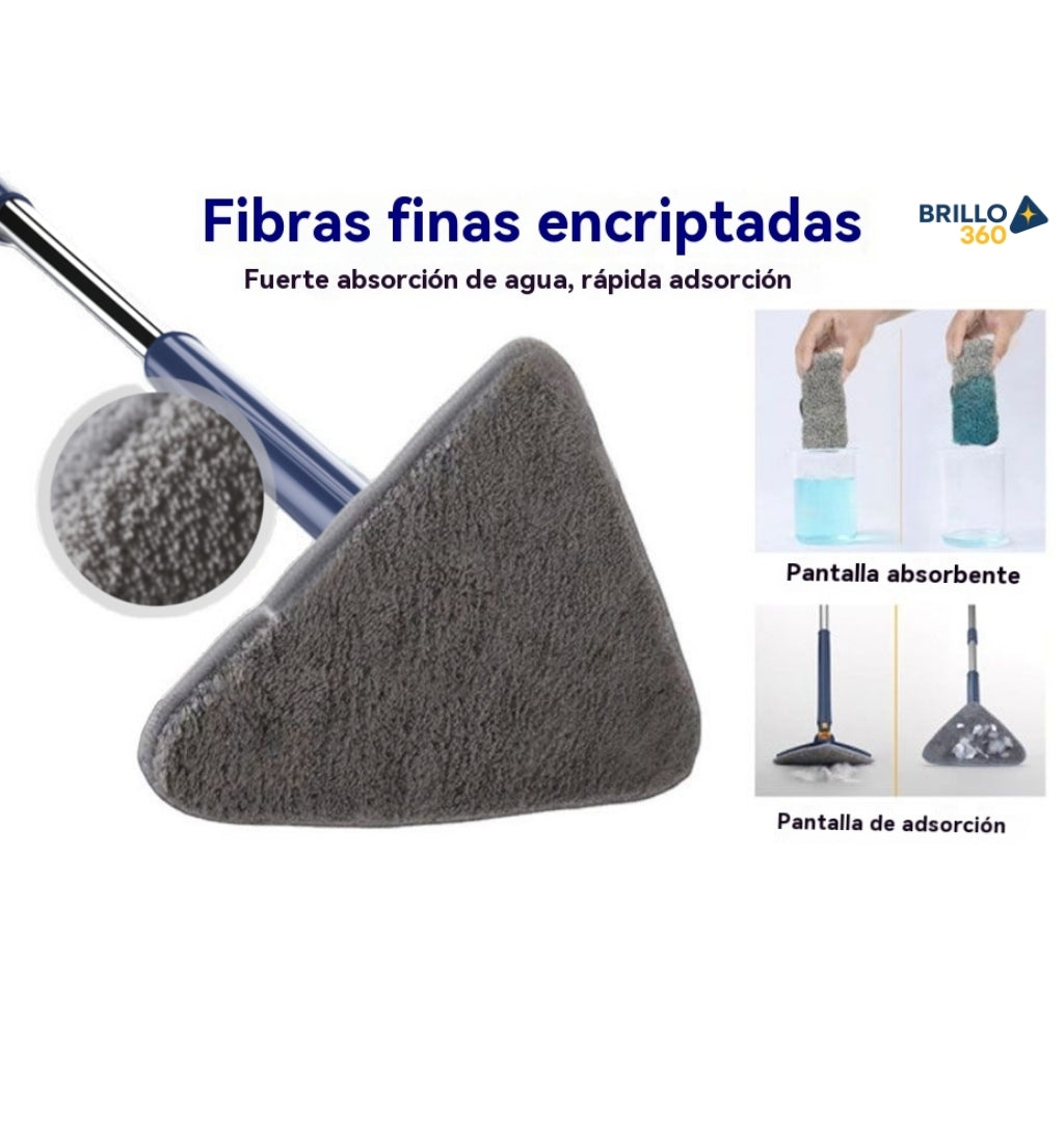 🧹Brillo360- La primera fregona triangular 360° que evita dolor de manos y llega a cada rincón