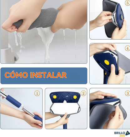 🧹Brillo360- La primera fregona triangular 360° que evita dolor de manos y llega a cada rincón