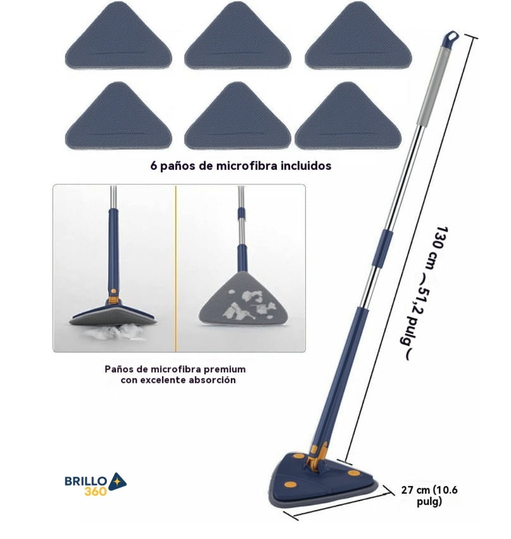 🧹Brillo360- La primera fregona triangular 360° que evita dolor de manos y llega a cada rincón