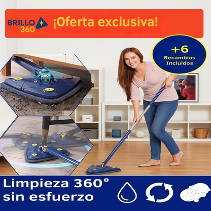 🧹Brillo360- La primera fregona triangular 360° que evita dolor de manos y llega a cada rincón